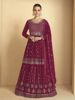 Pink Georgette Embroidered Sharara Set with Dupatta