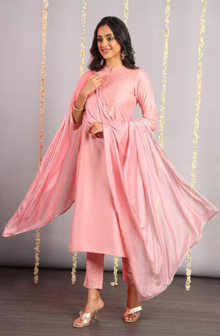 Pink Palazzo Suit Suit Set with Dupatta - Ria Fashions