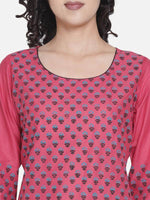 Rose Pink Straight Cut Print Kurta - Ria Fashions