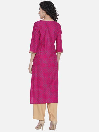 Pink-Purple Print Kurta - Ria Fashions