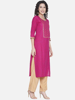 Pink-Purple Print Kurta - Ria Fashions