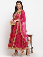 Pink Red Anarkali Suit Set with Dupatta - Ria Fashions