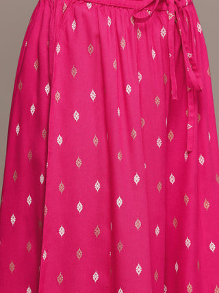 Pink Cotton Embroidered Sharara Set with Dupatta