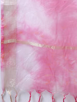 Pink Cotton Silk Solid Kurti with Bandhani Print Palazzo and an Organza Dupatta