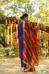 Solid Purple Cotton-Silk Straight Cut Kurta Pallazo Pant with Multi color Dupatta - Ria Fashions
