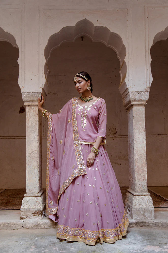 Purple banarsi lehenga choli and dupatta - set of three by The Anarkali  Shop | The Secret Label