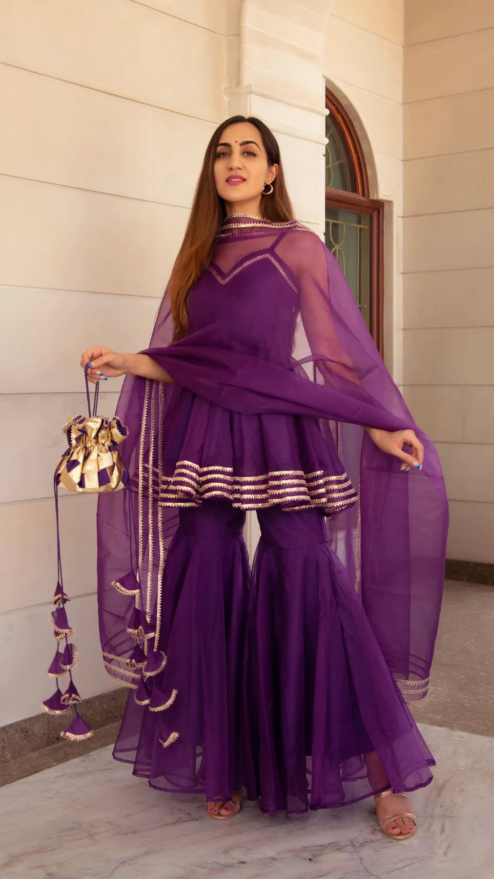 organza sharara dress Sunaina Bloom Sharara Set A dreamy premium organza sharara suit adorned with delicate yellow floral detailing blooming all over the kurta, sharara, and dupatta light, elegant, and effortlessly festive. The airy