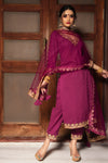 Cotton Purple Solid Straight Cut Suit Set - Ria Fashions