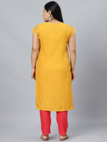 Rayon Yellow-Red Printed Kurta Palazzo Set - Ria Fashions