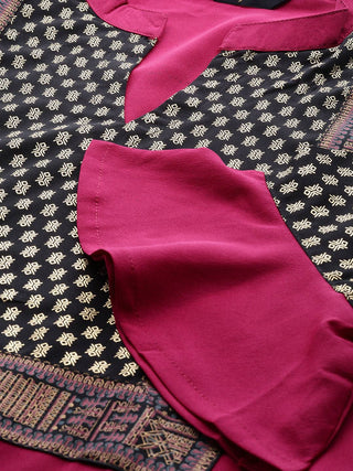 Pink Bell Sleeves Kurta Pant Set in Crepe - Ria Fashions