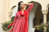 Cotton Red Bandhani Print Anarkali Suit Set