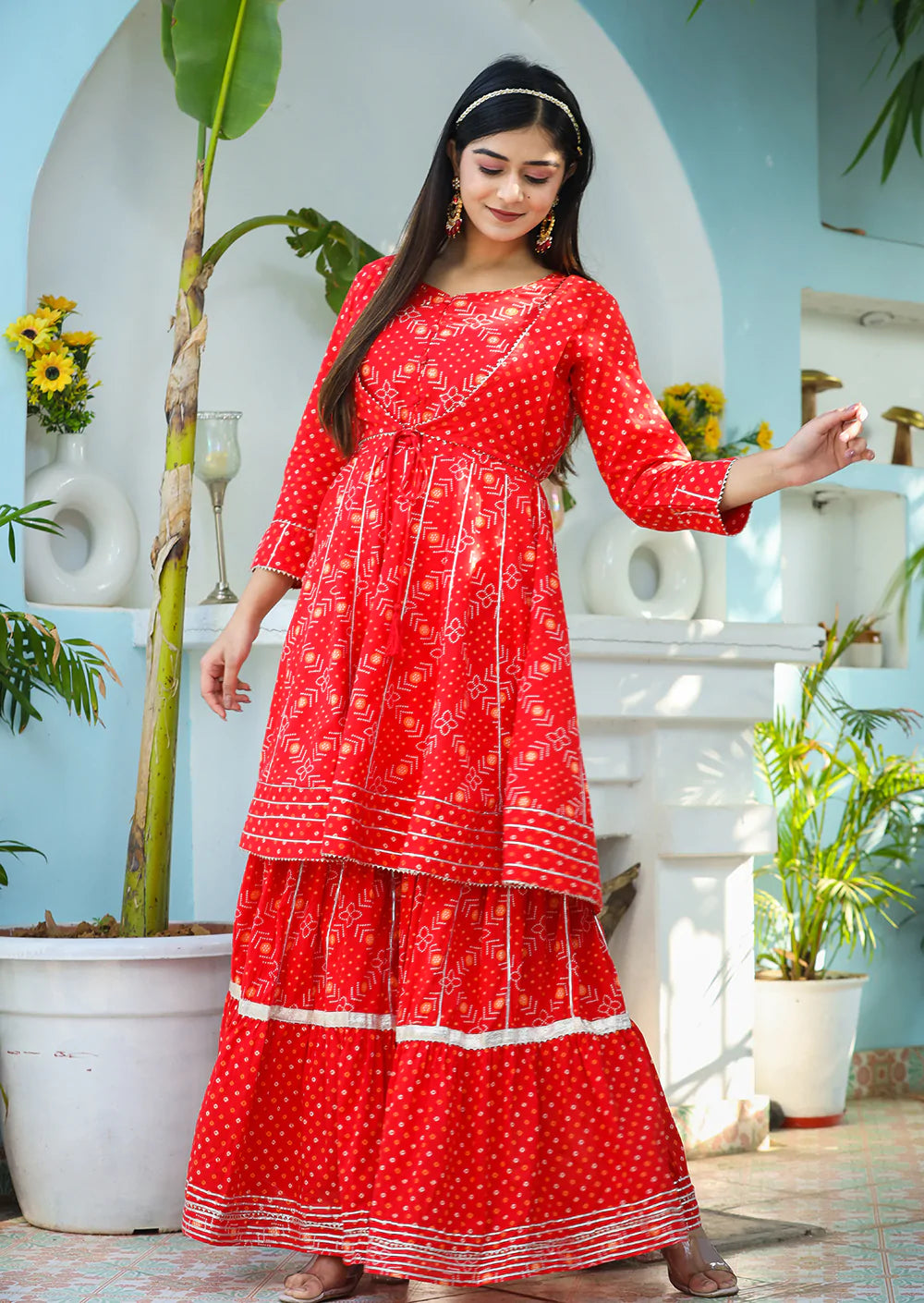 MHMA NX672 TWIL NEW ELEGANT PRETTY BEAUTIFUL GOOD LOOKING STYLISH BANDHANI  DESIGN PARTY WEAR FLAIRED READY TO WEAR LONG GOWN FOR WOMEN AT LOWEST PRICE  ONLINE WHOLESELLER IN INDIA NEW YORK ...