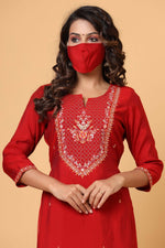 Modal Silk Red Embroidered Sharara Set - Ria Fashions
