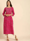 Pink Leheriya Print Kurta - Ria Fashions