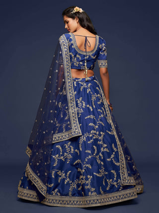 Royal Blue Silk Lehenga Choli Set - Ria Fashions