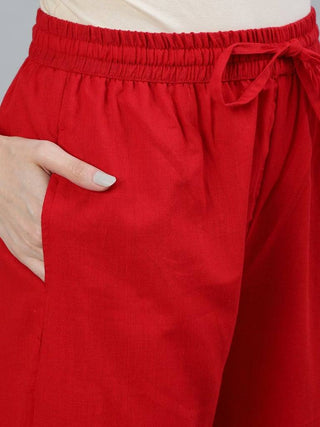 Red Printed Kurta Trouser Set - Ria Fashions