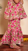 Cotton Pink Floral Print Sharara Set with Soft Net Duptta