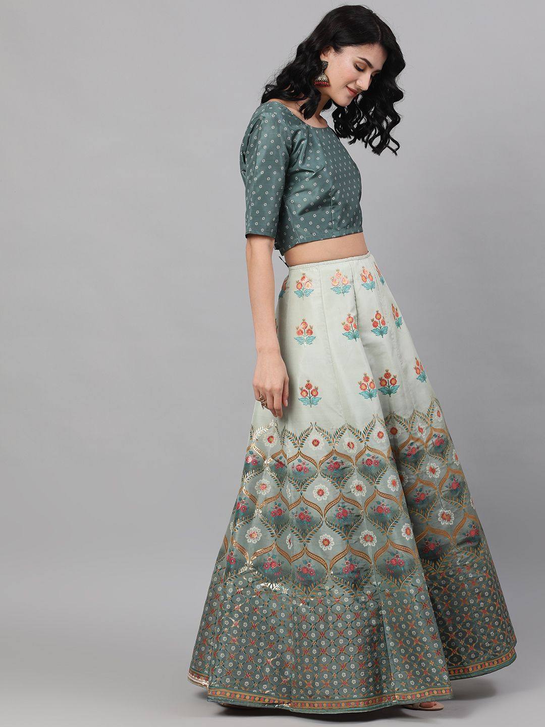 Green Zari Work Lehenga With Net Dupatta - Ria Fashions