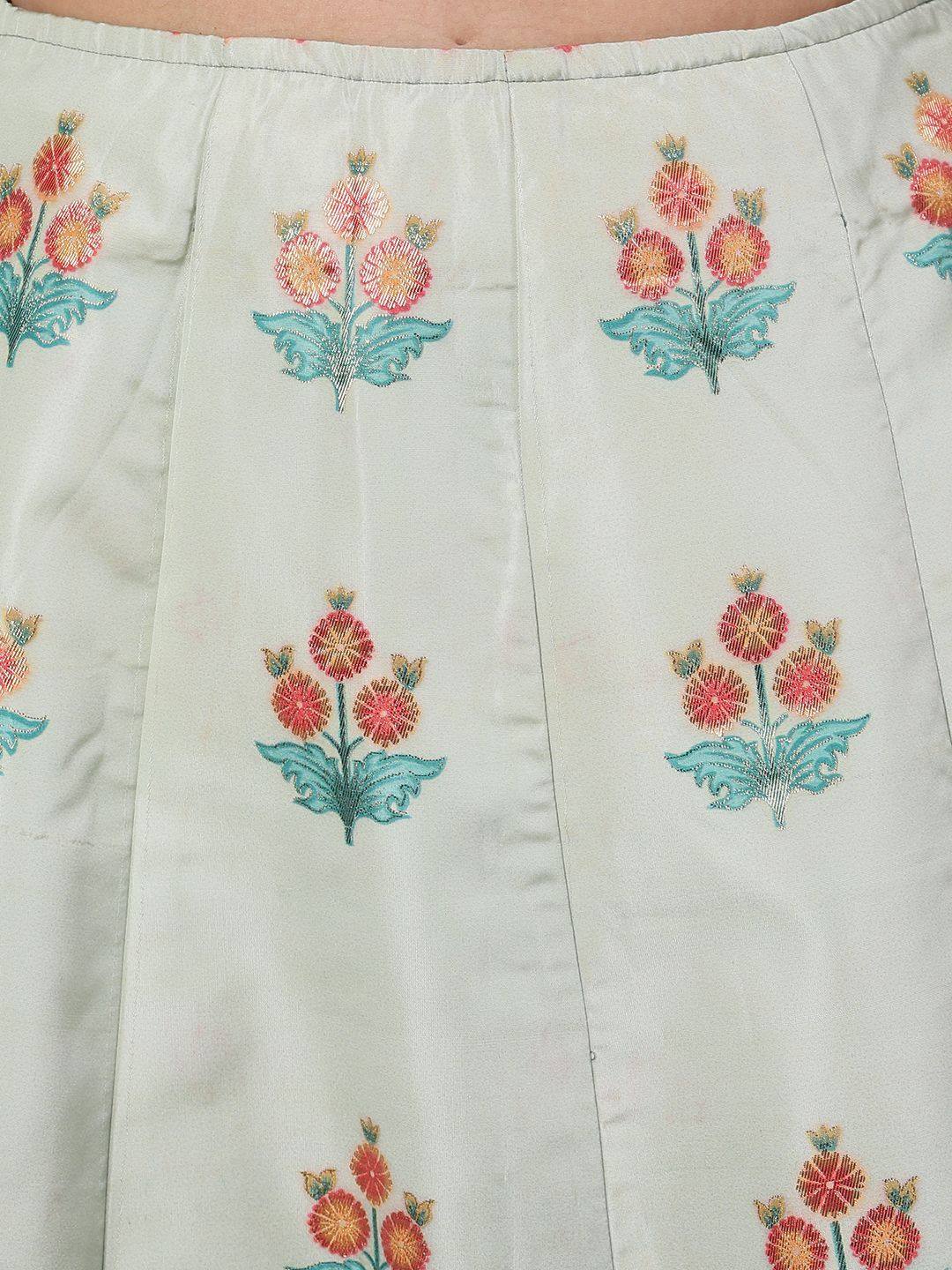 Green Zari Work Lehenga With Net Dupatta - Ria Fashions