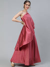 Pink Half Shoulder Lehenga Choli Set - Ria Fashions