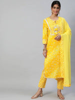 Yellow Bandhani Style Printed Suit Set - Ria Fashions