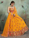Yellow Soft Net Embroidered Mirror and Sequins Work Lehenga - Ria Fashions