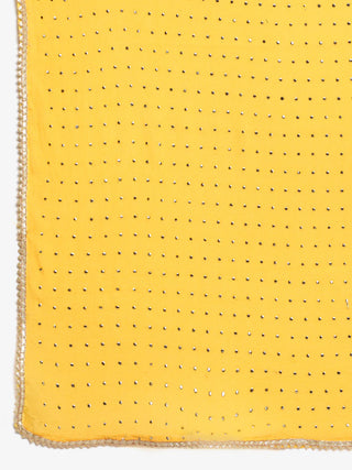 Cotton Silk Yellow Foil, Gota & Zari Detailing Suit Set with Georgette Dupatta