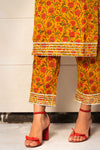 Cotton Yellow Block Print Suit Set - Ria Fashions