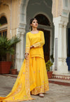 Georgette Yellow Sharara Suit Set - Ria Fashions